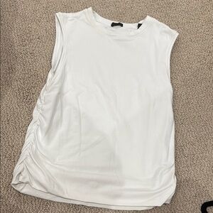 ATM Anthony Thomas Melillo White Ruched Muscle Tee